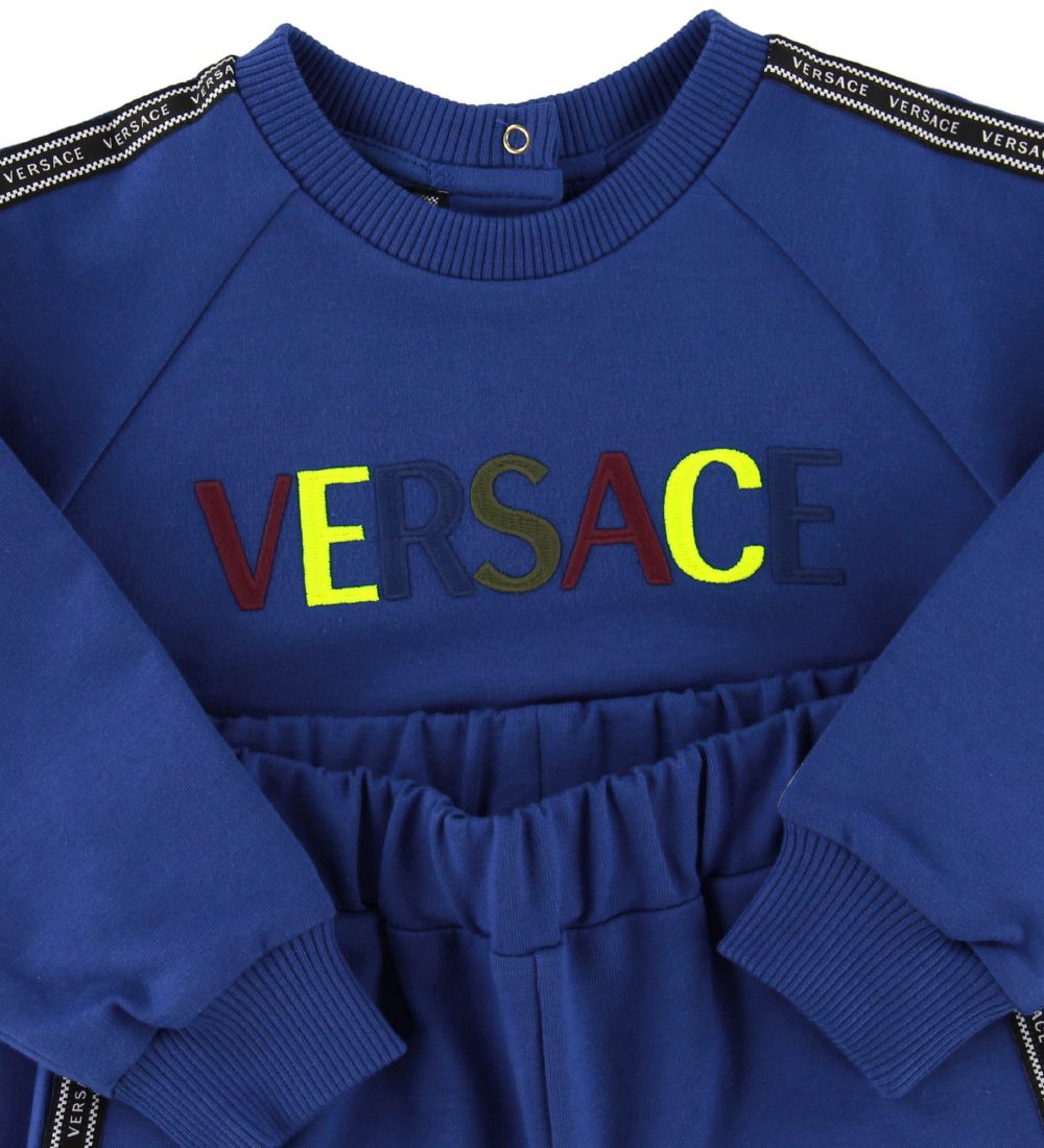 Versace Sweatst - Bl/Multifarvet m. Tekst/Logostribe