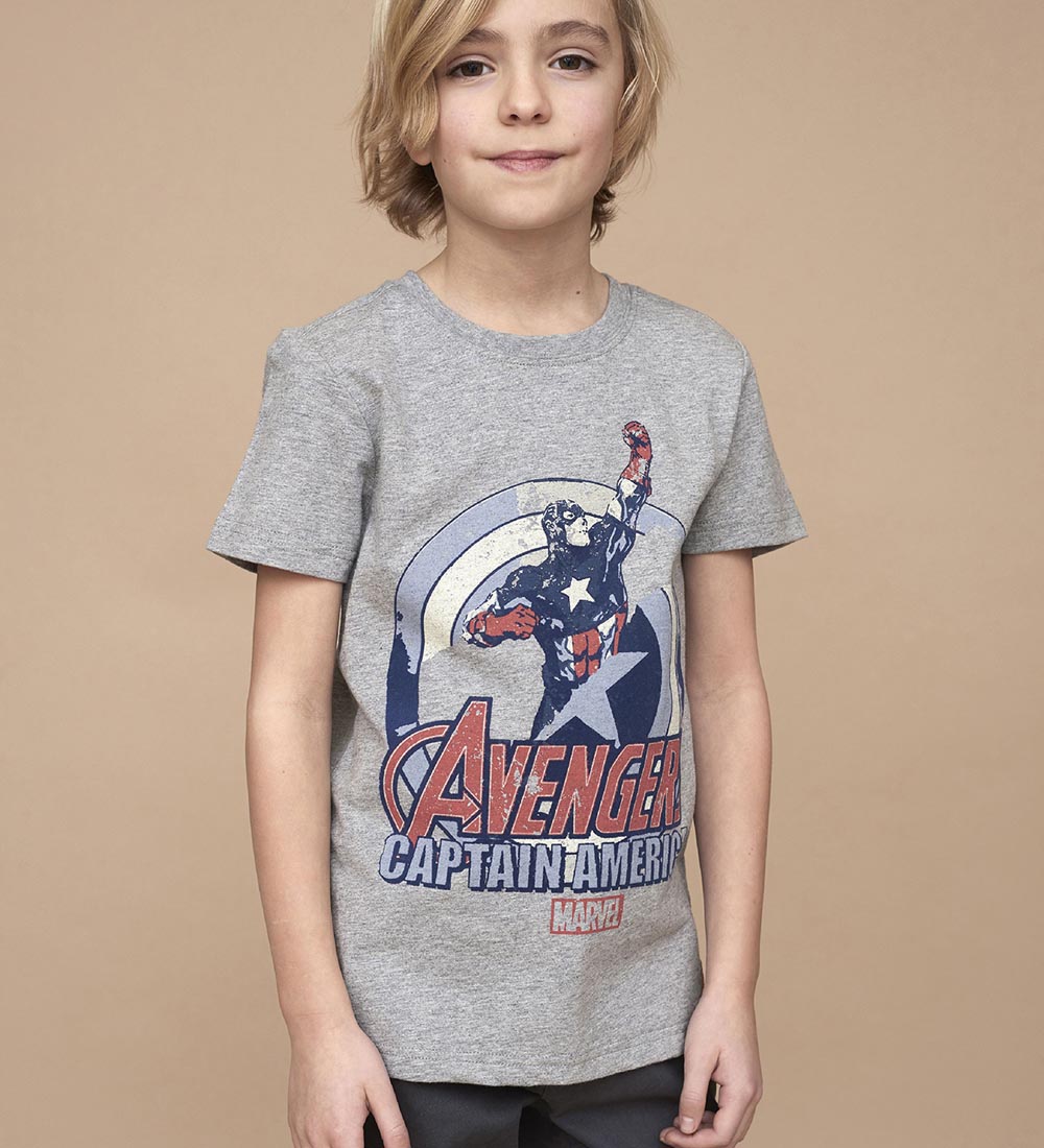 Wheat Marvel T-shirt - Captain America - Melange Grey