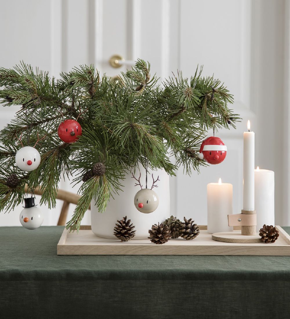 Hoptimist Julekugler - Santa - 2 stk - Ø:5 cm - Rød