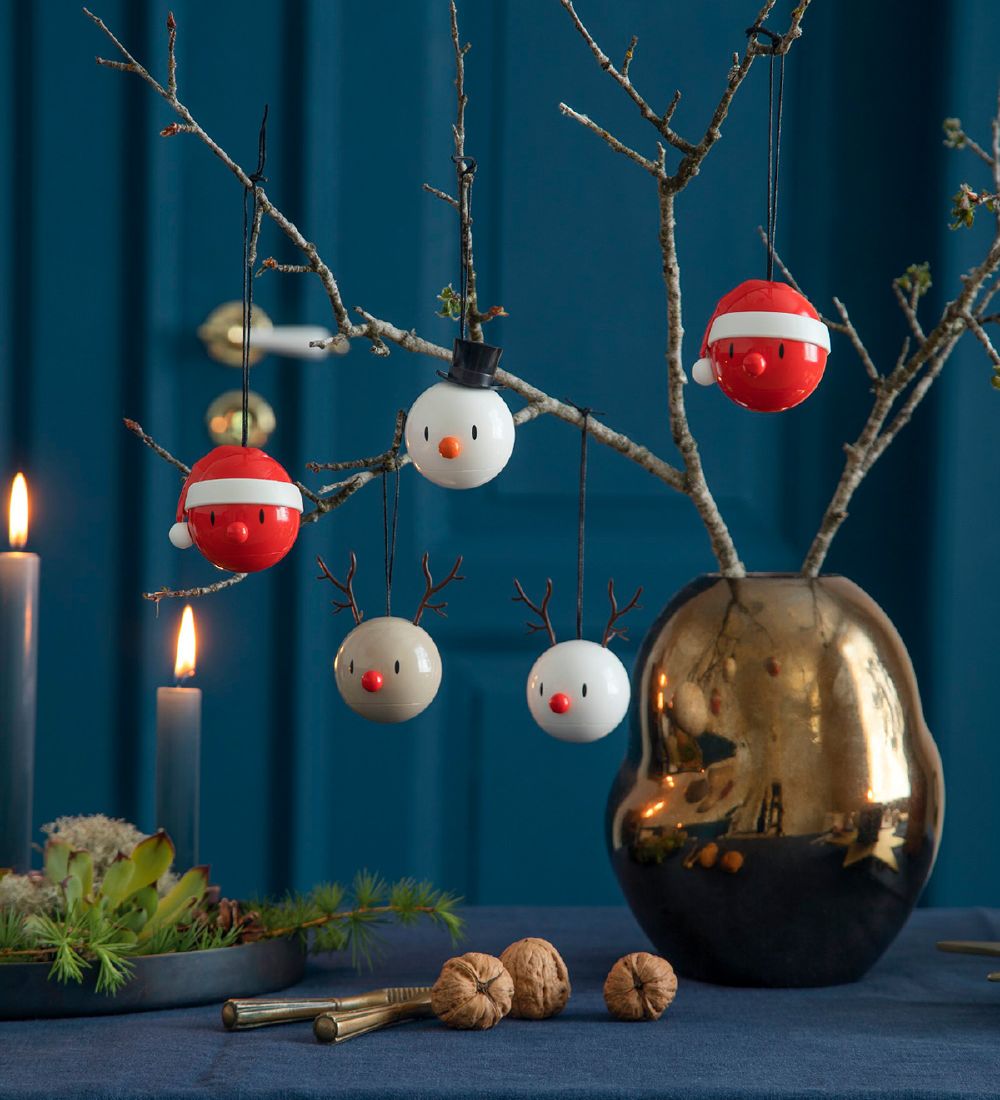 Hoptimist Julekugler - Santa - 2 stk - Ø:5 cm - Rød