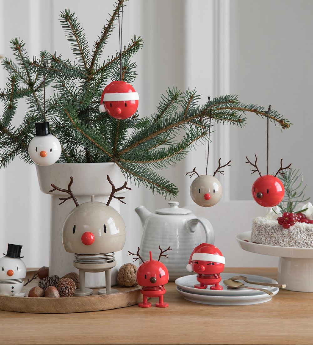 Hoptimist Julekugler - Santa - 2 stk - Ø:5 cm - Rød
