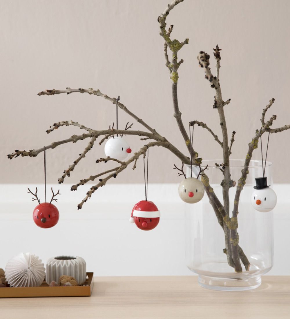 Hoptimist Julekugler - Santa - 2 stk - Ø:5 cm - Rød