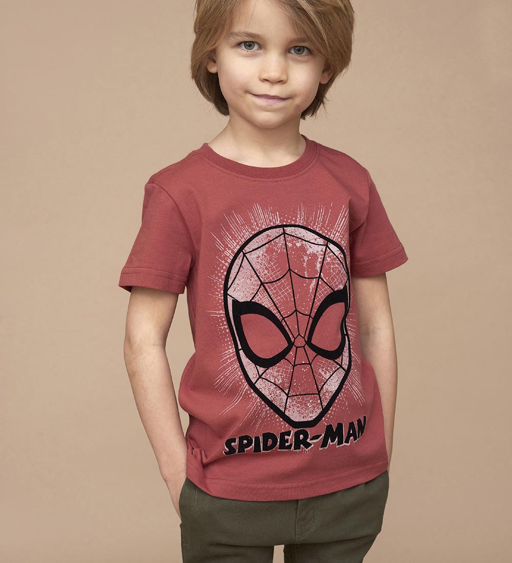 Wheat Marvel T-shirt - Spider Face - Paprika
