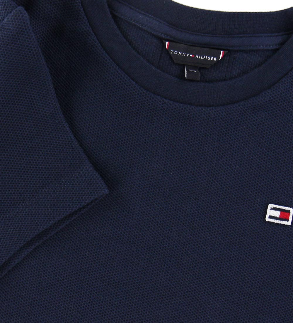 Tommy Hilfiger T-shirt - Global Stripe - Navy m. Tekstur