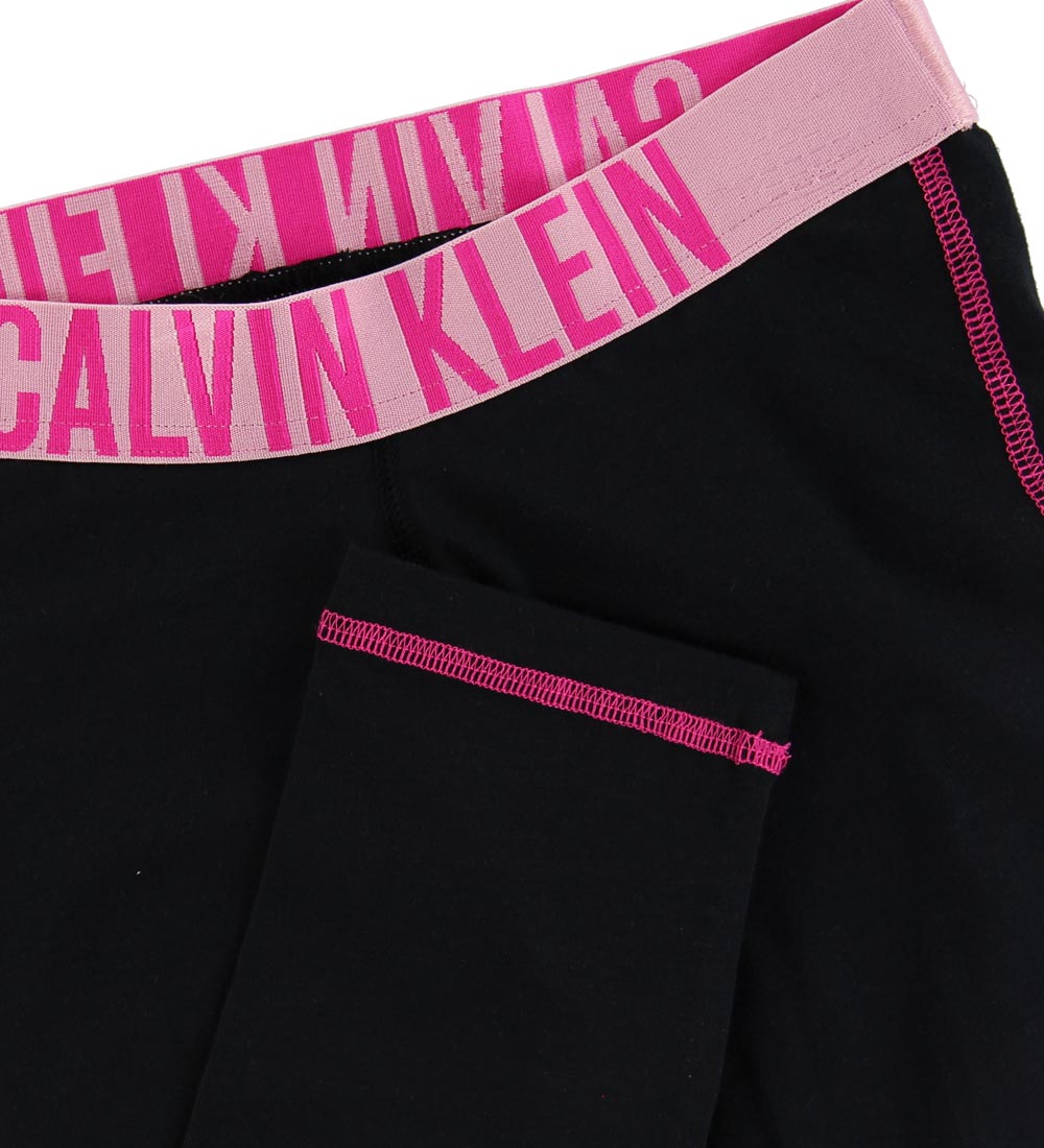 Calvin Klein Leggings - Sort m. Pink