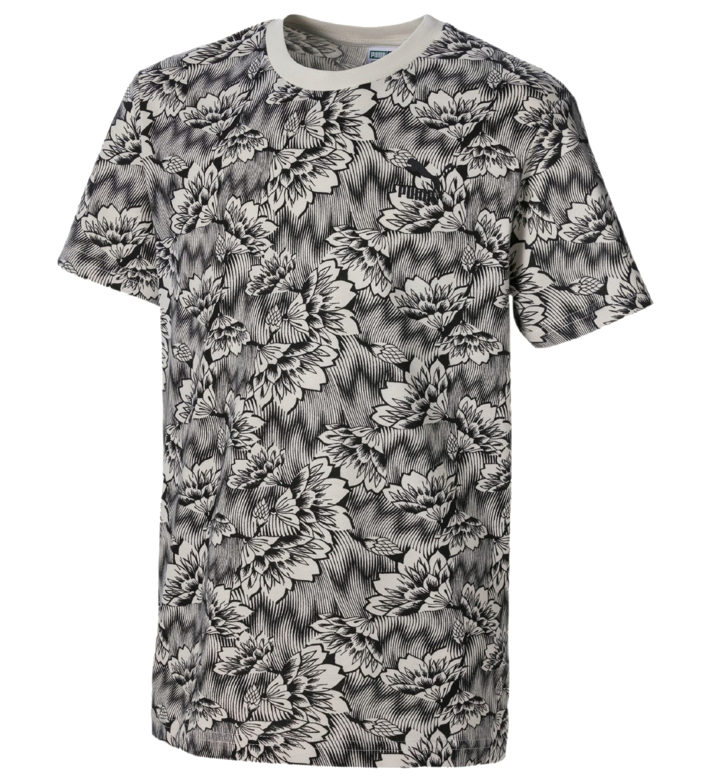 Puma T-shirt - Silver Birch m. Blomster
