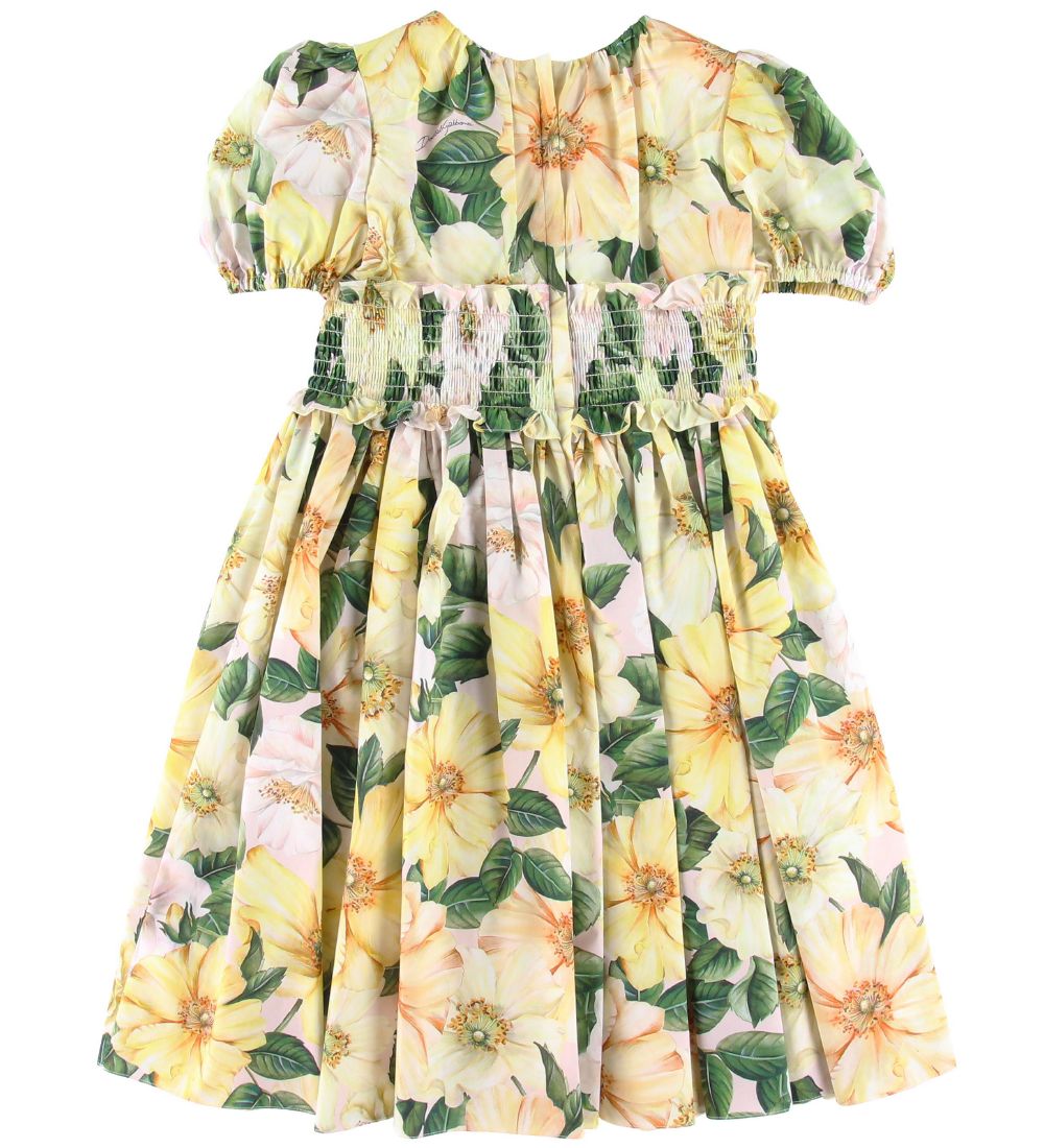 Dolce & Gabbana Kjole - Power Pastel - Gul m. Blomster