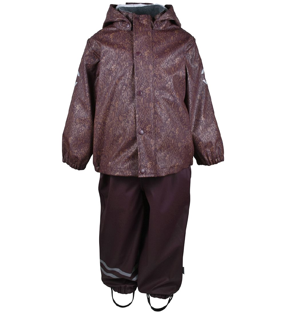 Mikk-Line Regntøj m. Fleece - Fudge m. Blomsterprint