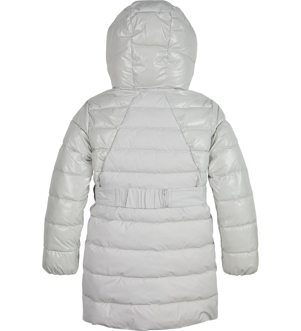 Calvin Klein Dynefrakke - Mixed Media Belted Puffer - Stone Grey