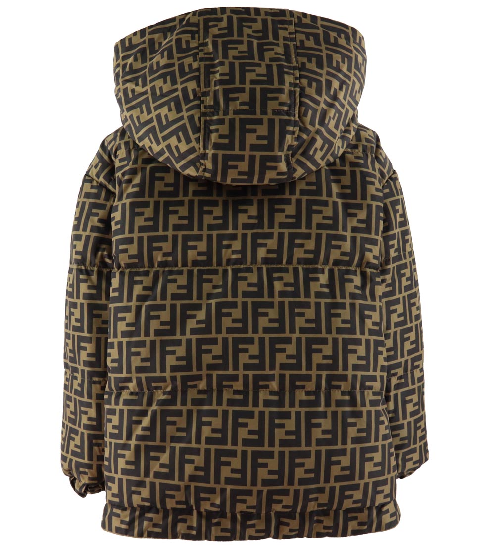 Fendi Dunjakke - Vendbar - Gråmeleret/Brun m. Allover Logo