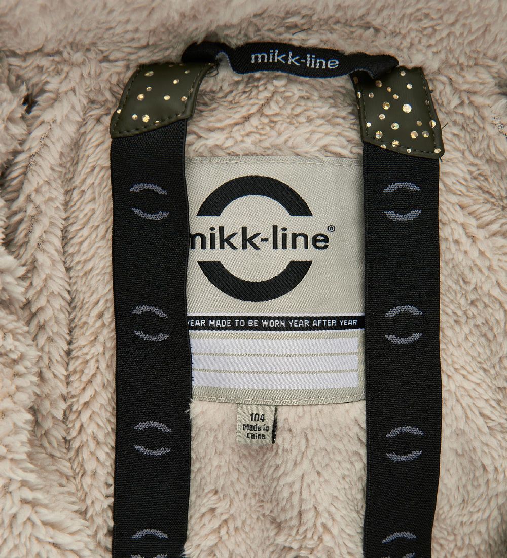 Mikk-Line Regndragt m Fleece - PU - Forest Green m. Guldprikker