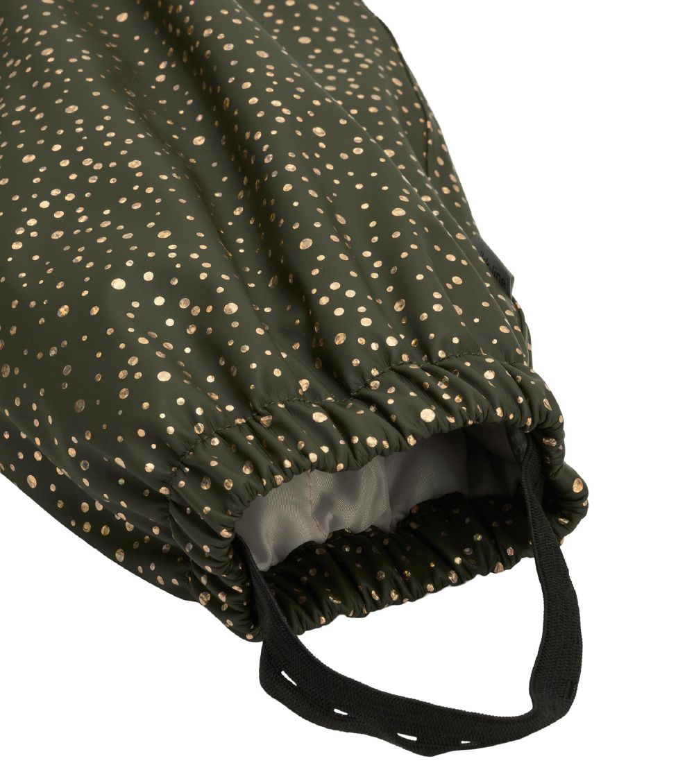 Mikk-Line Regndragt m Fleece - PU - Forest Green m. Guldprikker