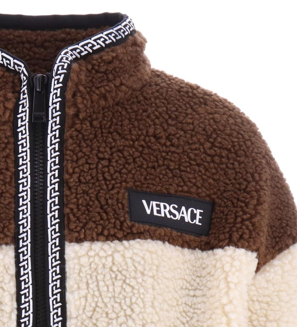 Versace Flecejakke - Creme m. Brun