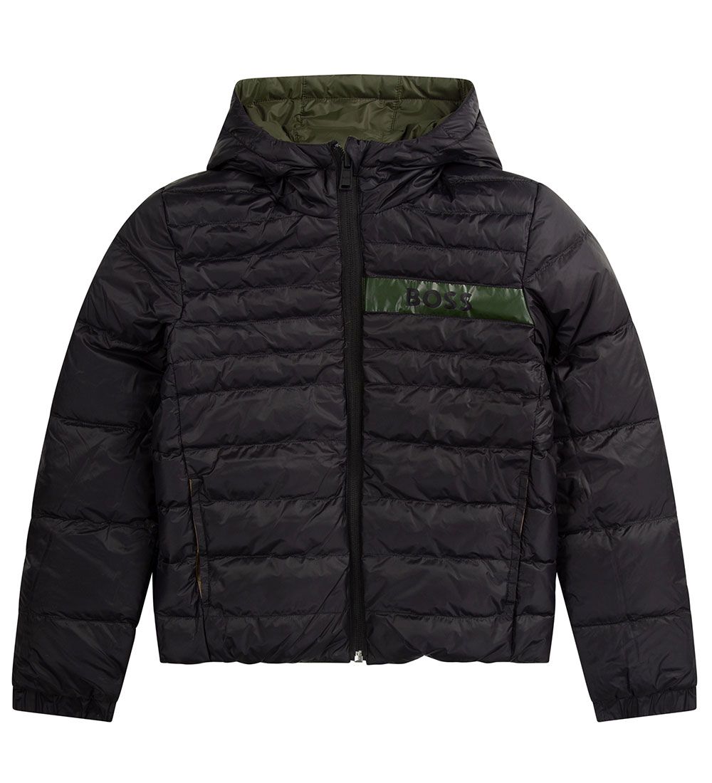 BOSS Dunjakke - Vendbar - Essentiel - Forest Green/Sort
