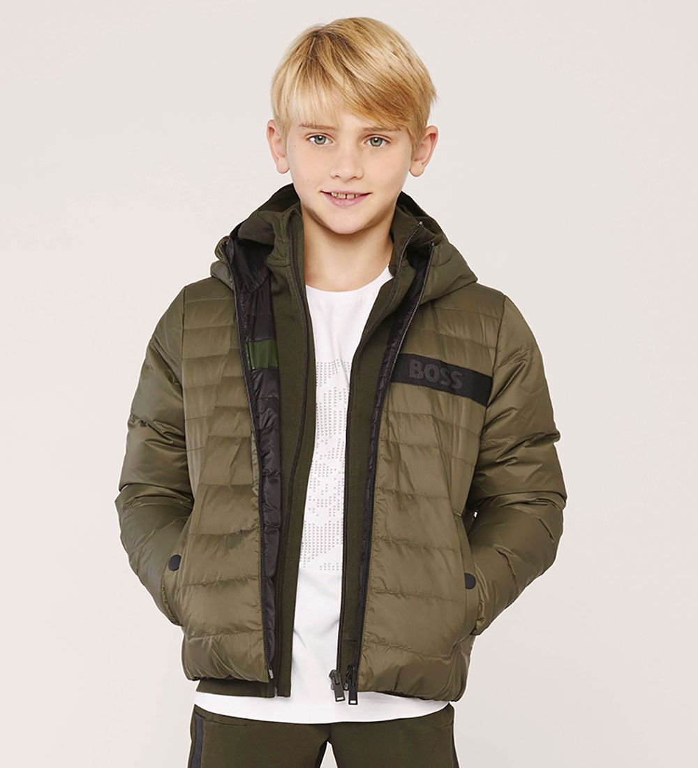 BOSS Dunjakke - Vendbar - Essentiel - Forest Green/Sort