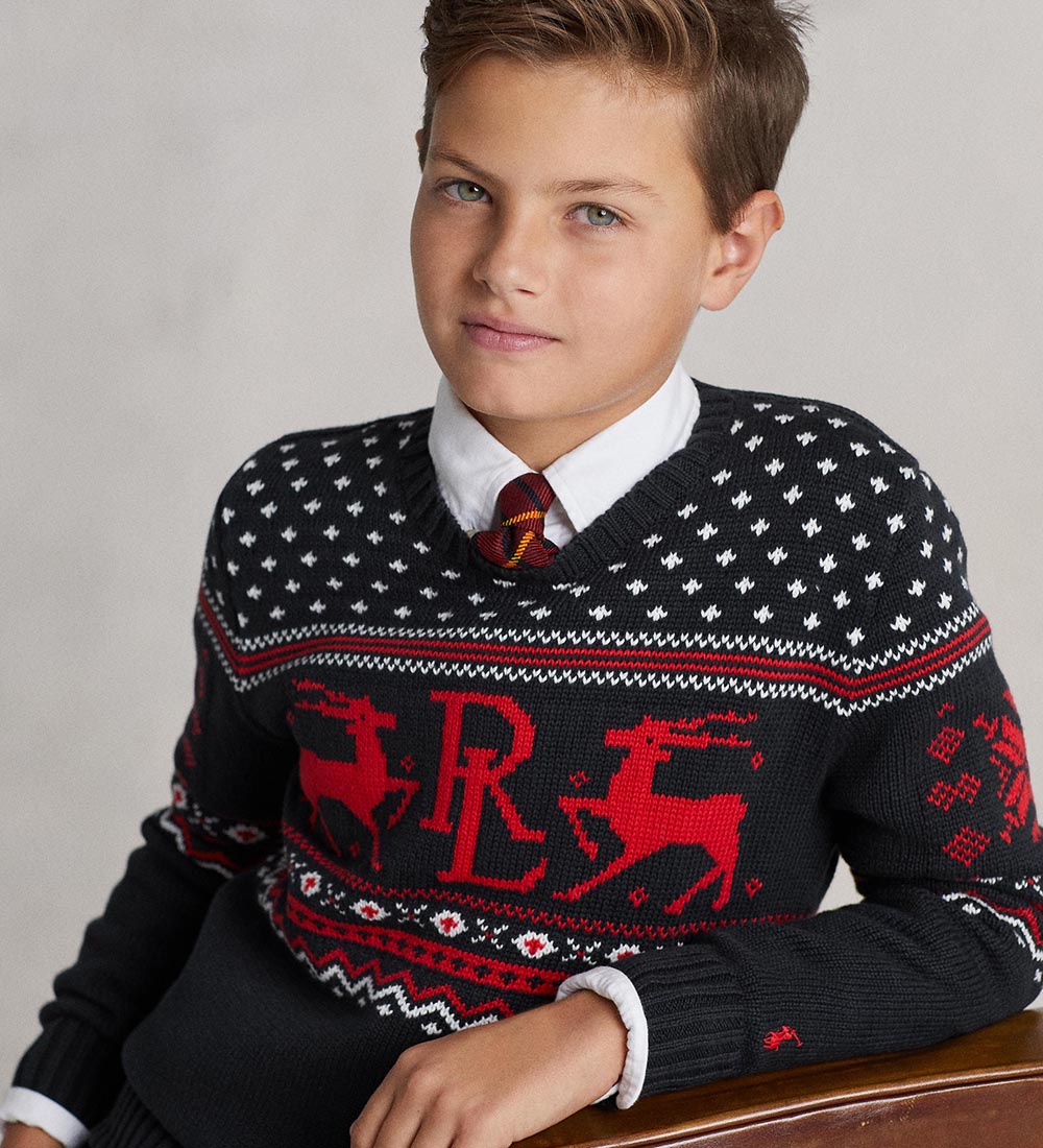Polo Ralph Lauren Bluse - Strik - Classics IV - Sort m. Rød