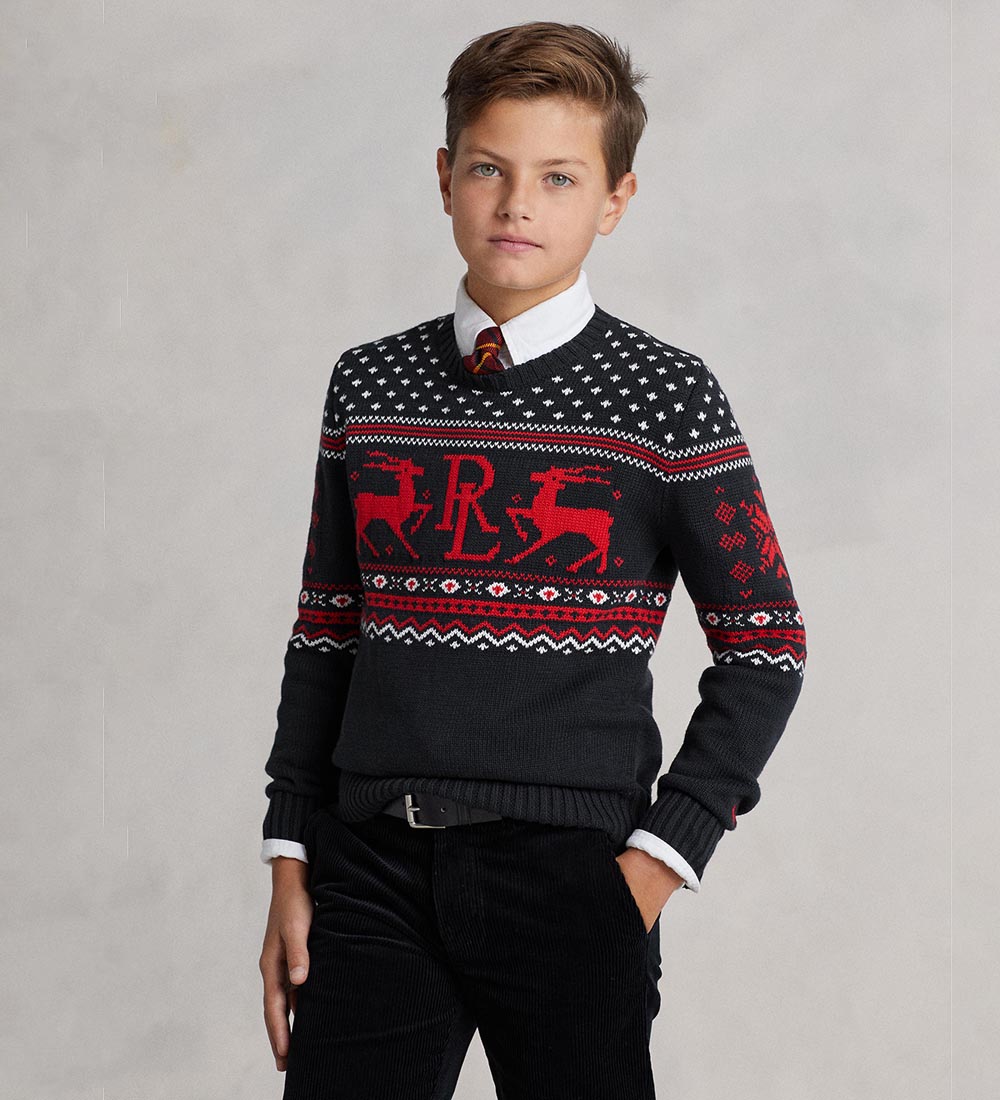 Polo Ralph Lauren Bluse - Strik - Classics IV - Sort m. Rød