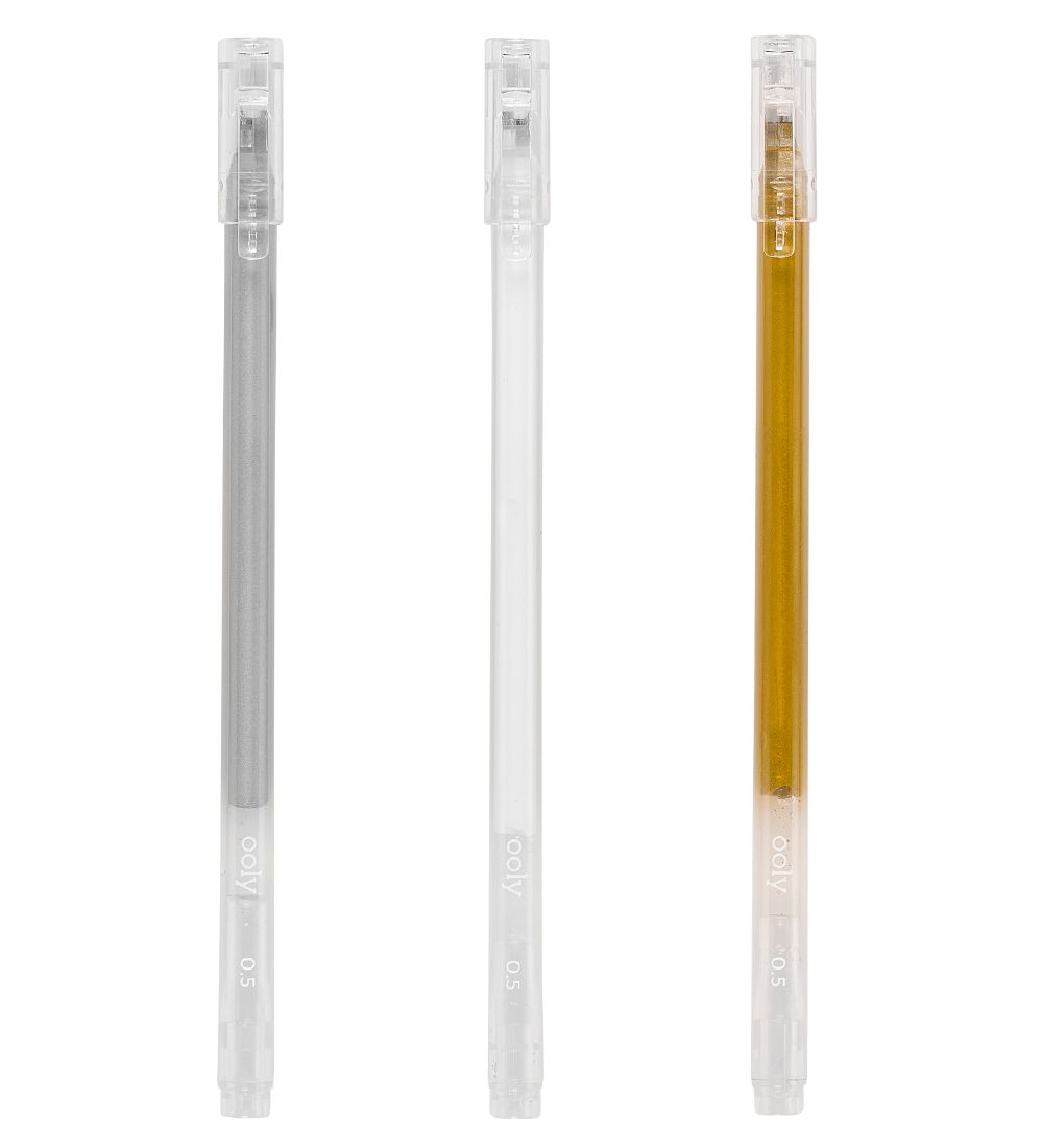 Ooly Farvekuglepen - Modern Gel Pens - Guld/Hvid/Sølv
