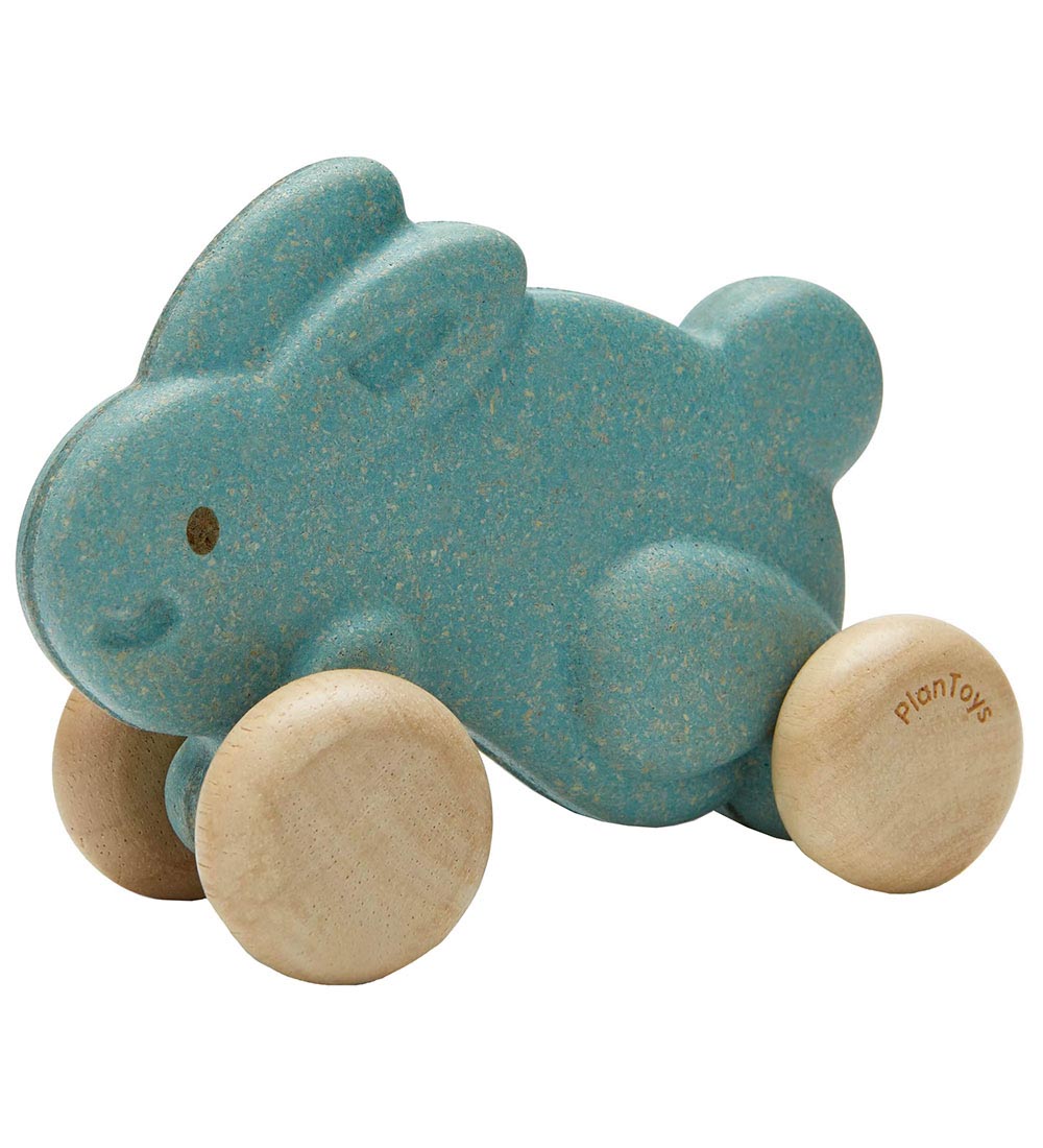PlanToys Kanin m. Hjul - Træ - Lyseblå