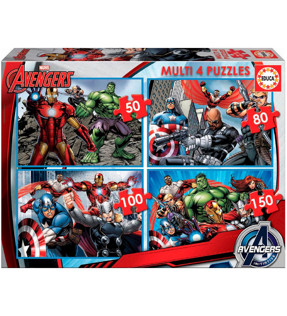 Educa Puslespil - 4 Forskellige - Avengers