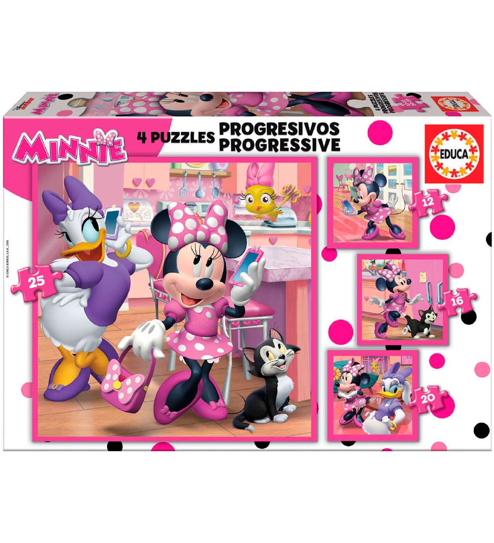 Educa Puslespil - 4 Forskellige - Minnie Happy Helpers