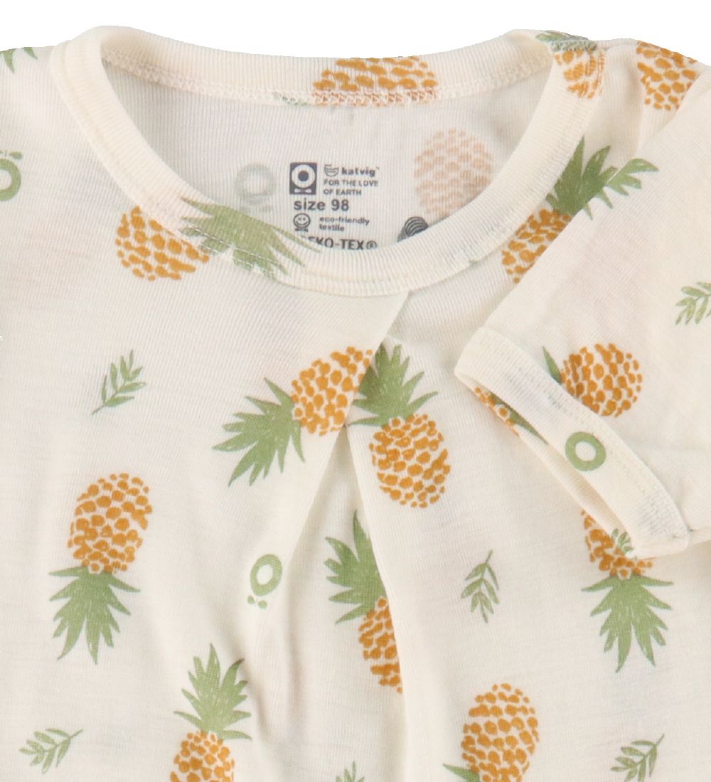 Katvig Kjole - Uld - Hvid m. Ananas