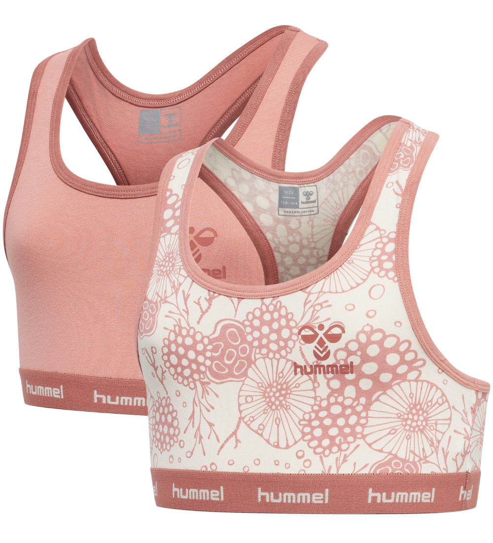 Hummel Top - hmlCarolina - 2-pak - Rosa/Råhvid