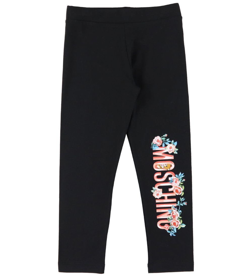 Moschino Bluse/Leggings - Cloud/Sort m. Tekst/Blomster