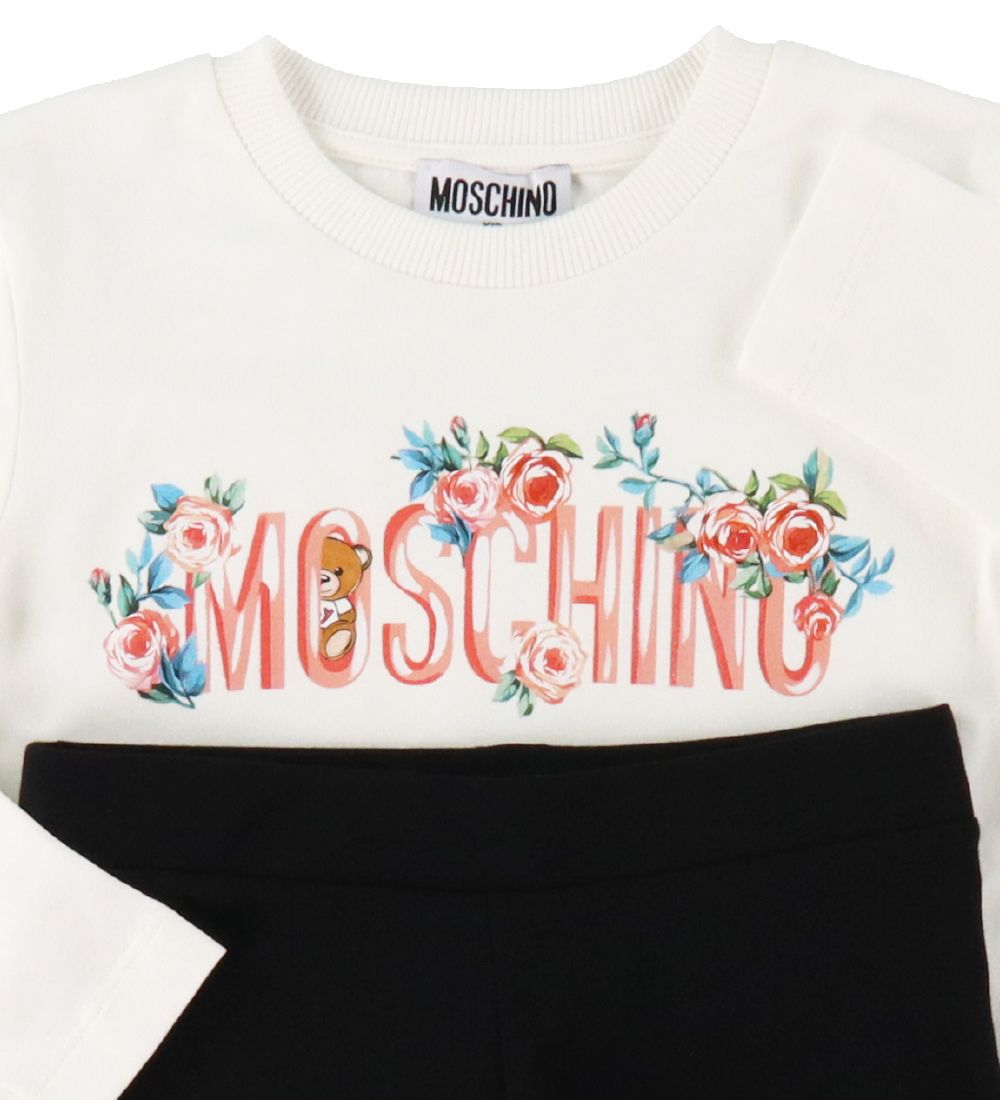 Moschino Bluse/Leggings - Cloud/Sort m. Tekst/Blomster