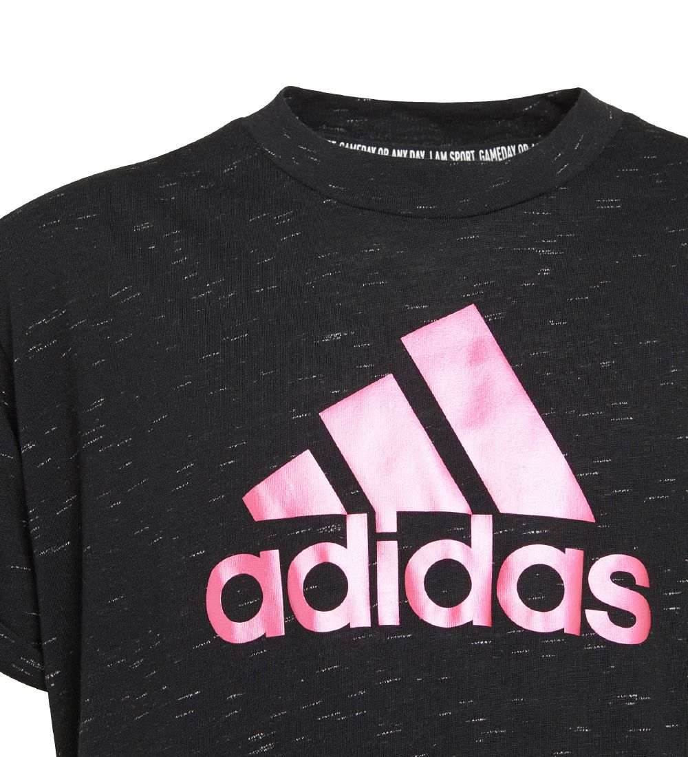 adidas Performance T-shirt - BOS - Sort m. Pink Logo