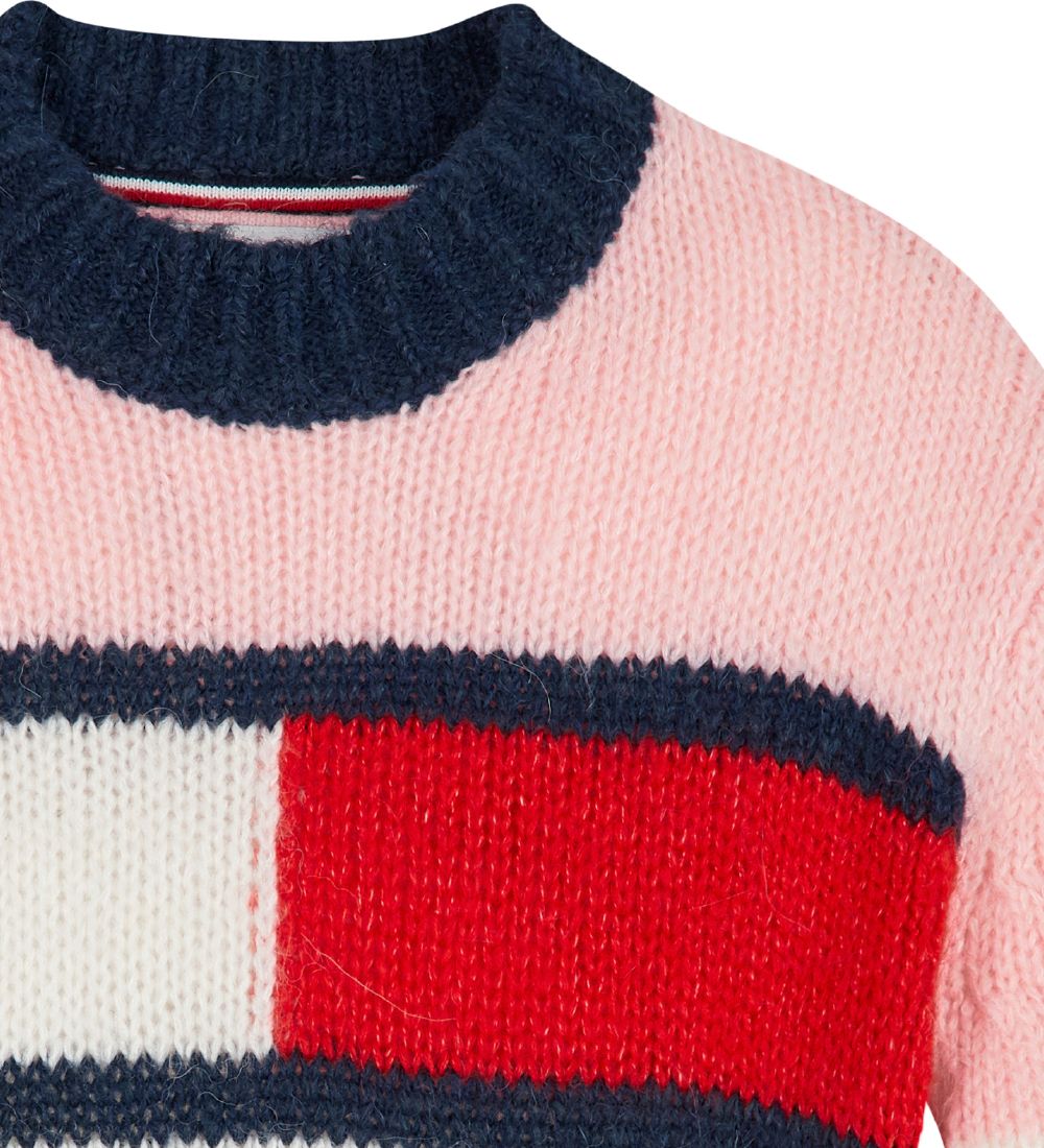 Tommy Hilfiger Bluse - Strik - Flag - Delicate Pink/Twilight Nav