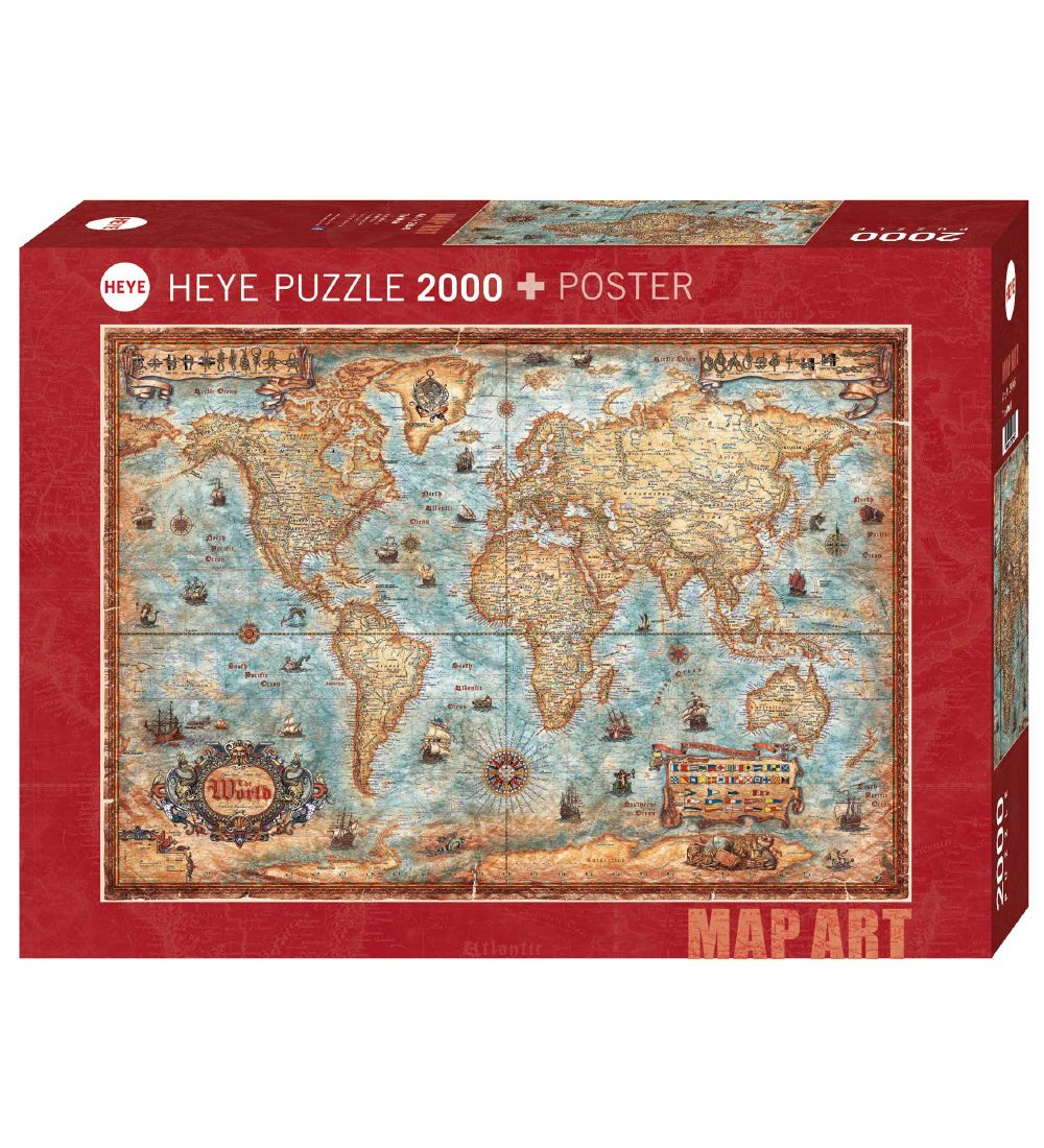 Heye Puzzle Puslespil - Smands-Verdenskort - 2000 Brikker