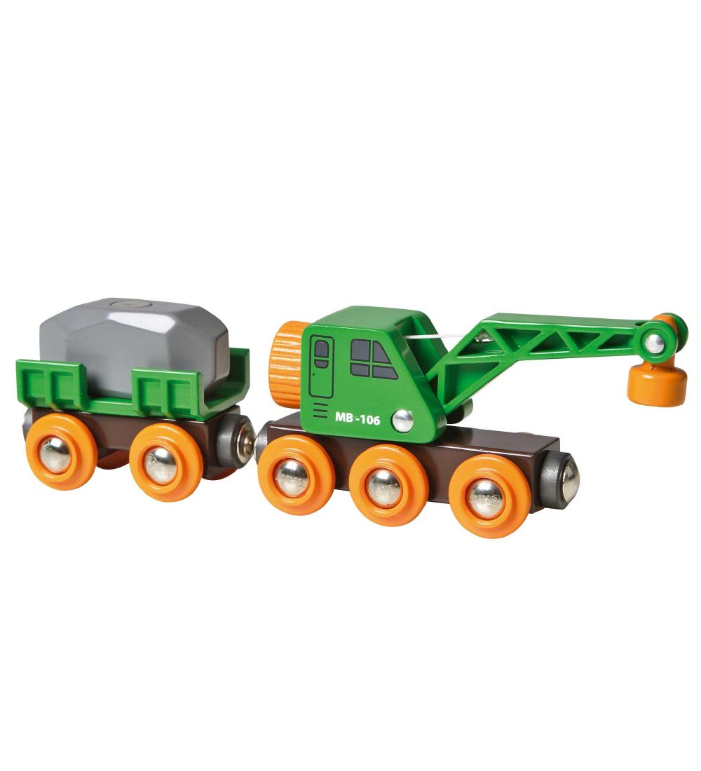 BRIO World Togvogn m. Kran - Grøn 33698
