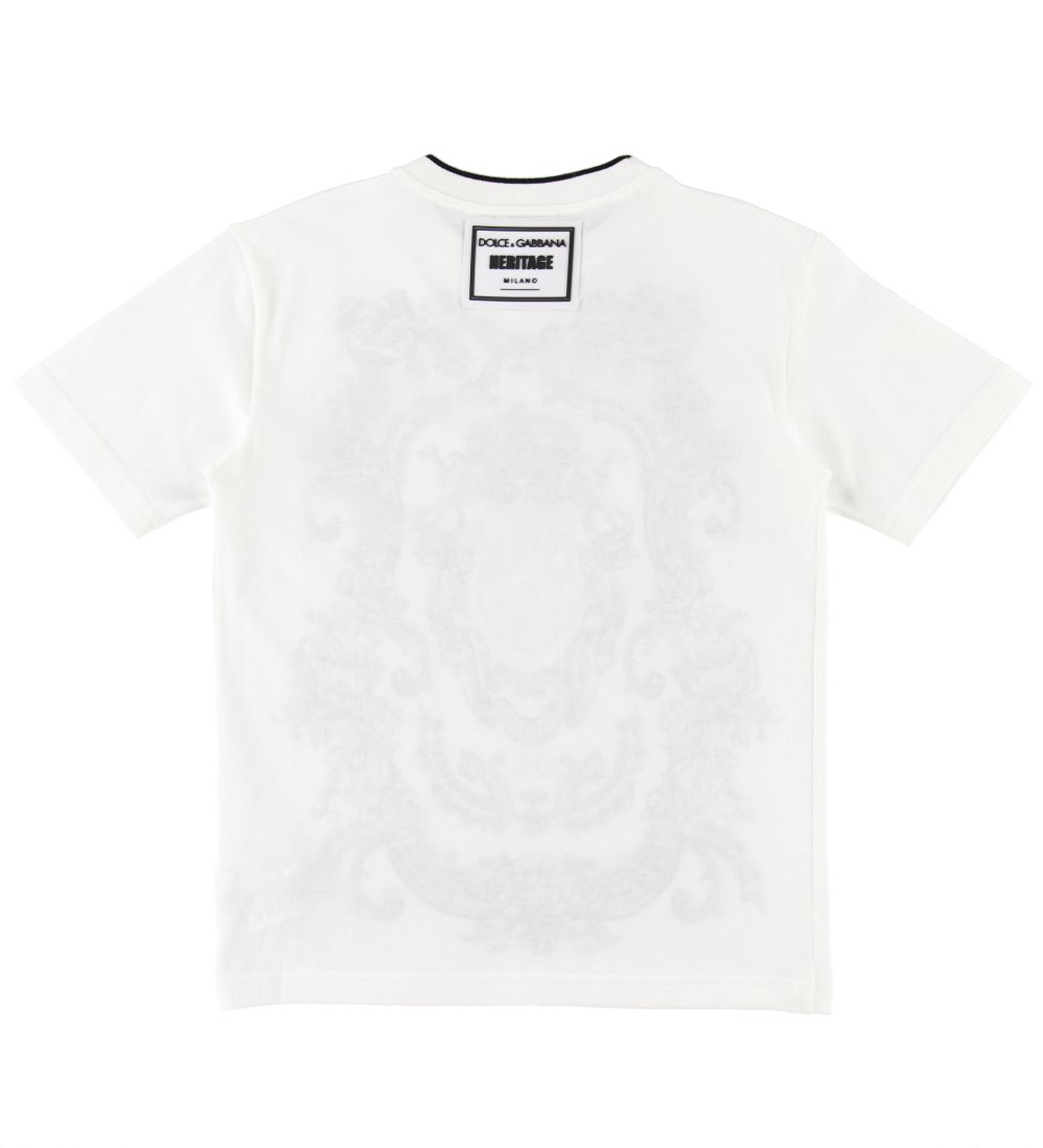 Dolce & Gabbana T-shirt - Creme m. Mønster
