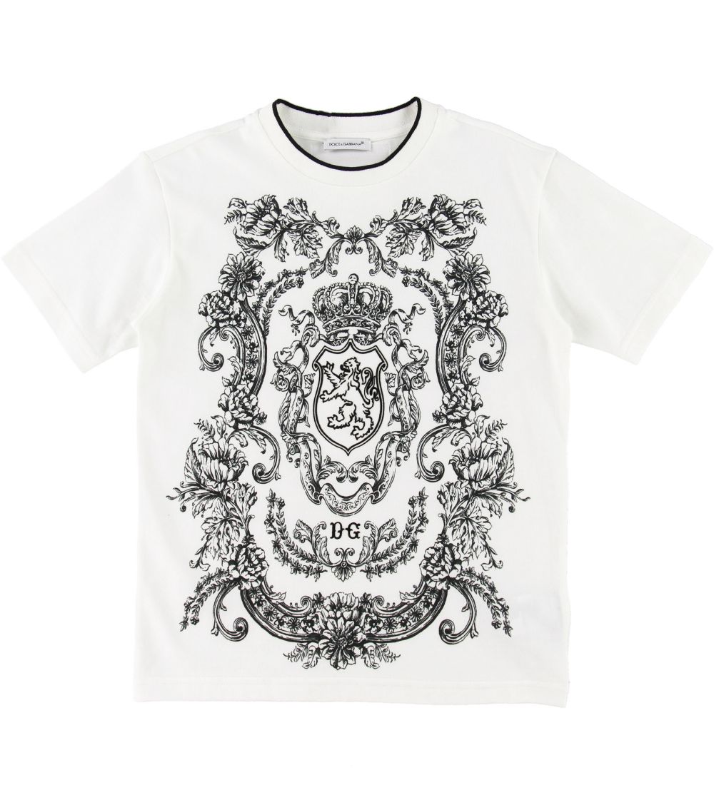 Dolce & Gabbana T-shirt - Creme m. Mønster