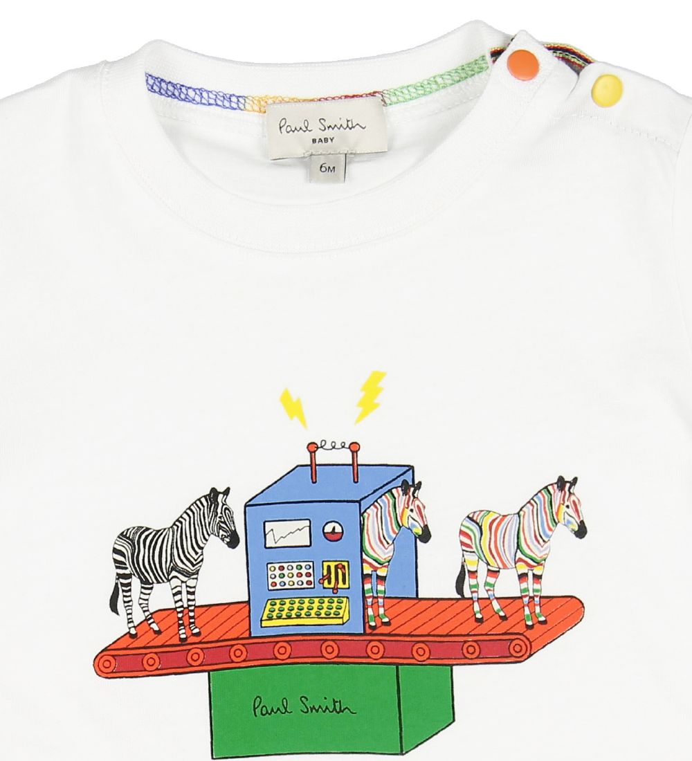 Paul Smith Baby T-shirt - Azou - Hvid m. Zebra