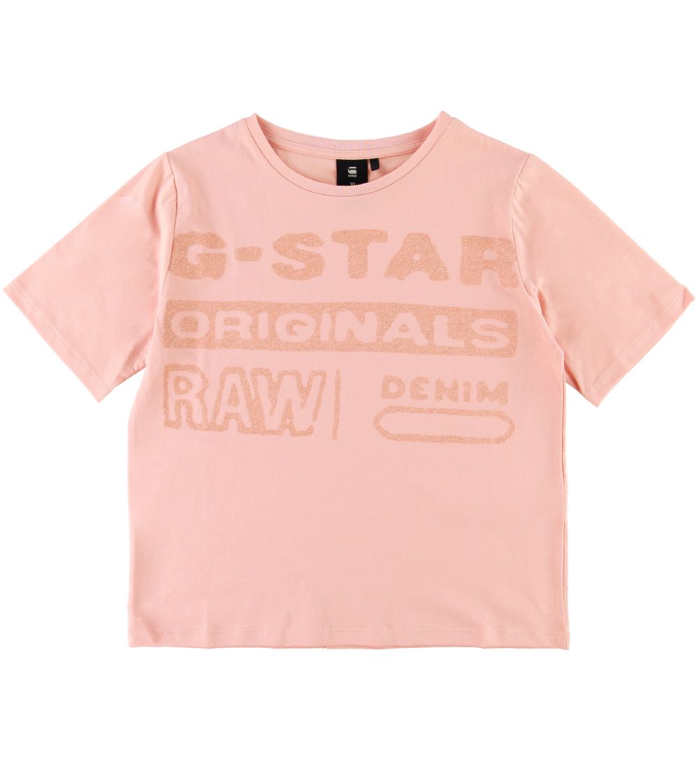 G-star RAW T-shirt - Crop - Pink m. Logo
