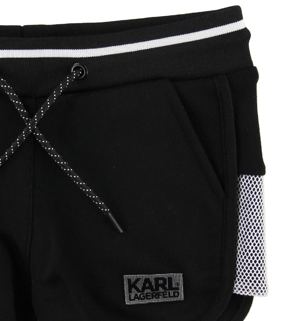 Karl Lagerfeld Sweatshorts - Sort m. Hvid