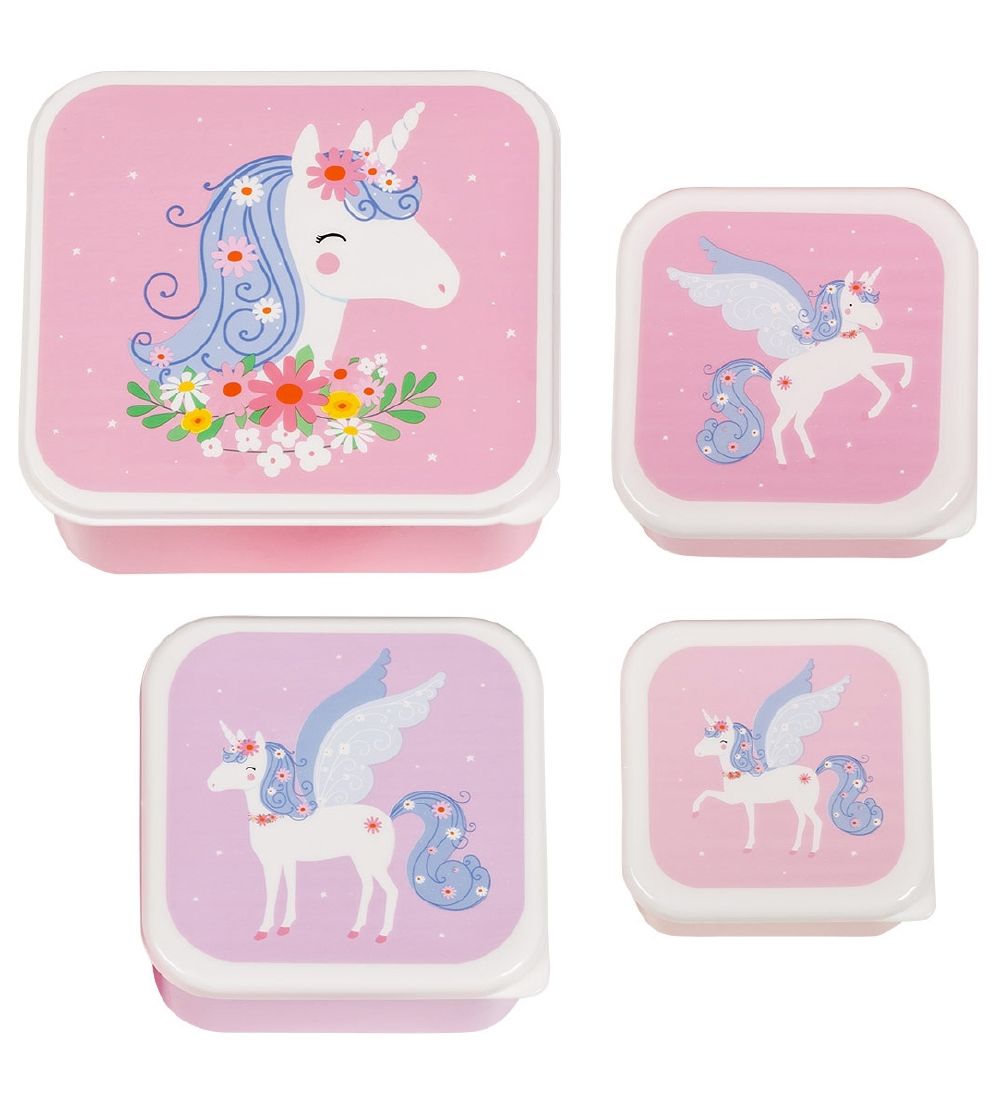 A Little Lovely Company Madkassesæt - 4 Dele - Unicorn