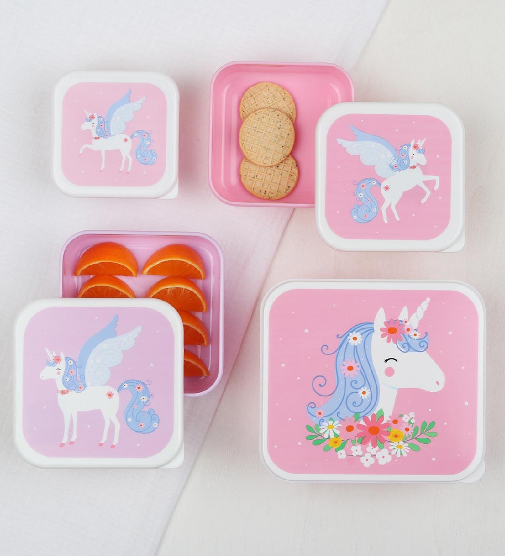 A Little Lovely Company Madkassesæt - 4 Dele - Unicorn