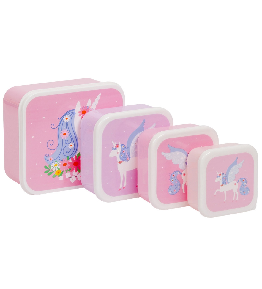A Little Lovely Company Madkassesæt - 4 Dele - Unicorn