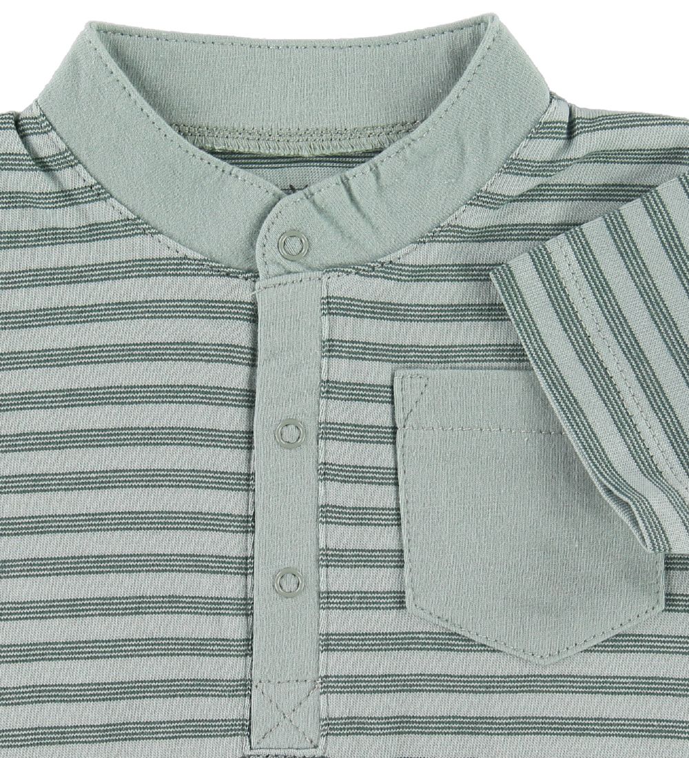 Fixoni T-shirt - Støvet Grøn m. Striber
