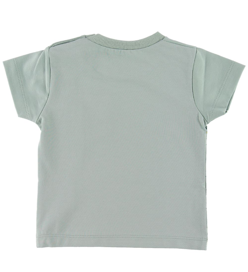 Fixoni T-shirt - Støvet Grøn m. Ænder/Bølger