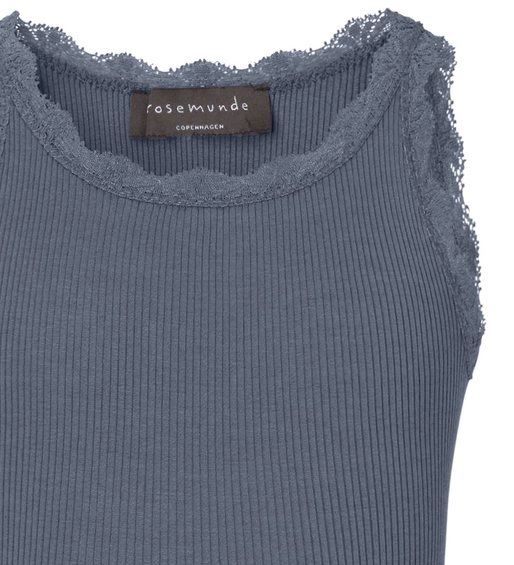 Rosemunde Top - Silke/Bomuld - Paris Blue m. Blonder