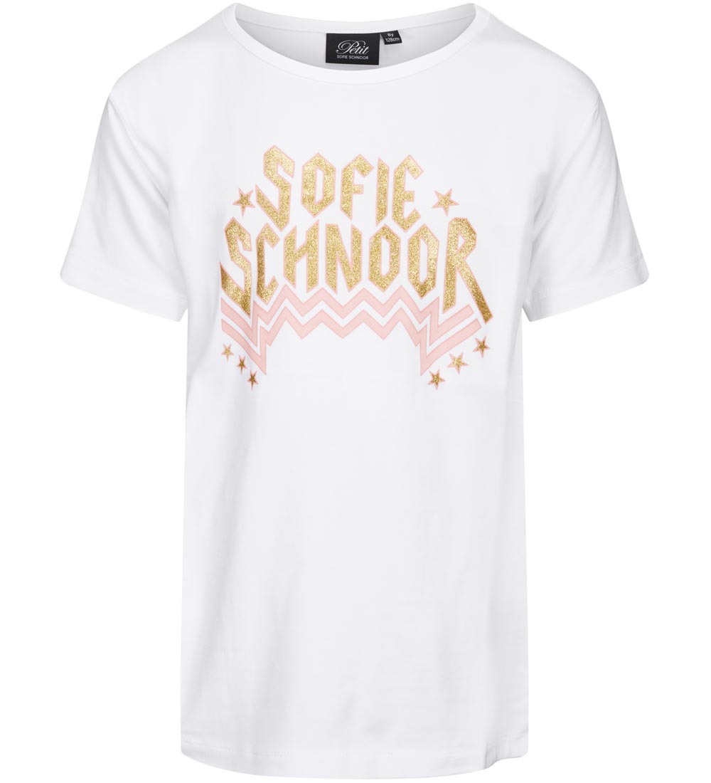 Petit by Sofie Schnoor T-shirt - Felina - Hvid m. Guld/Rosa