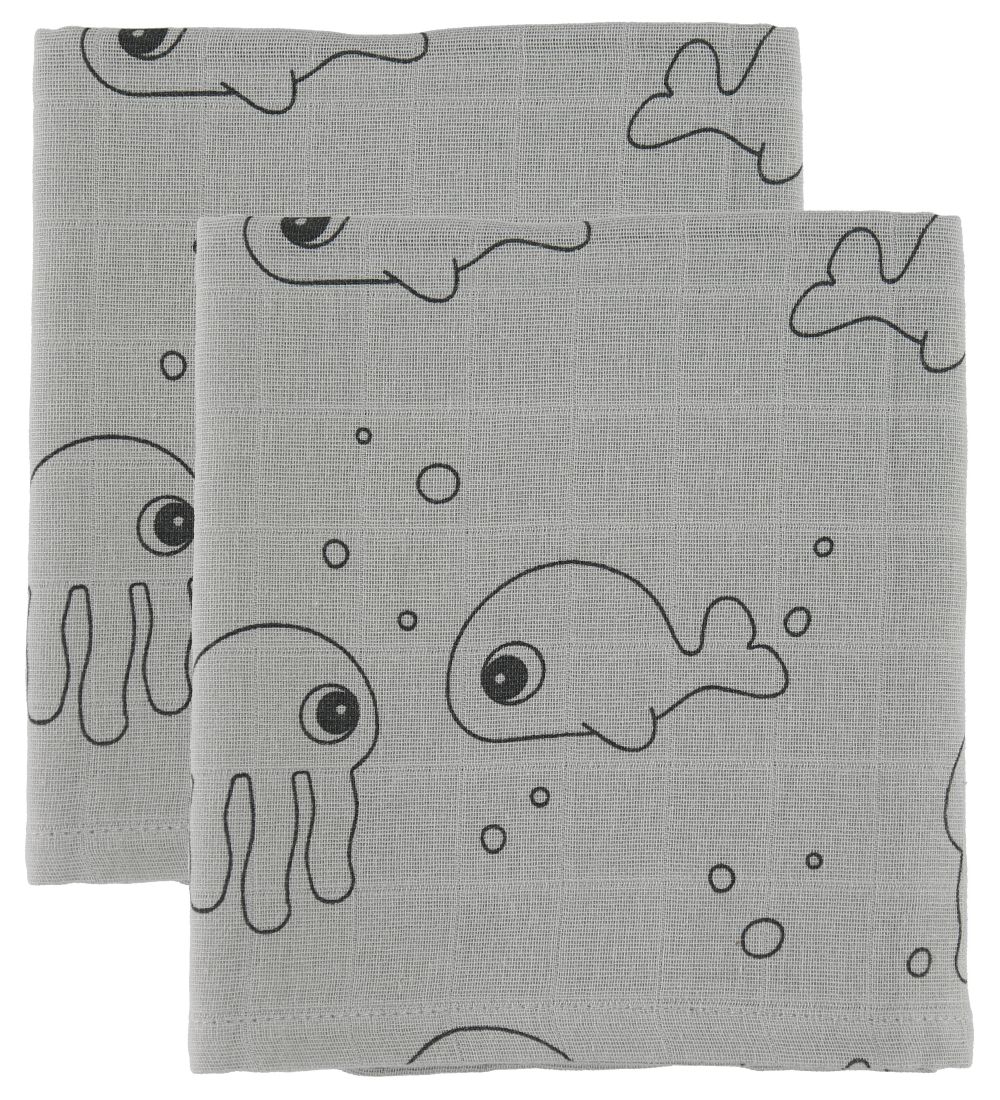 Done By Deer Stofble - 70x70 - 2 stk - Sea Friends - Grå
