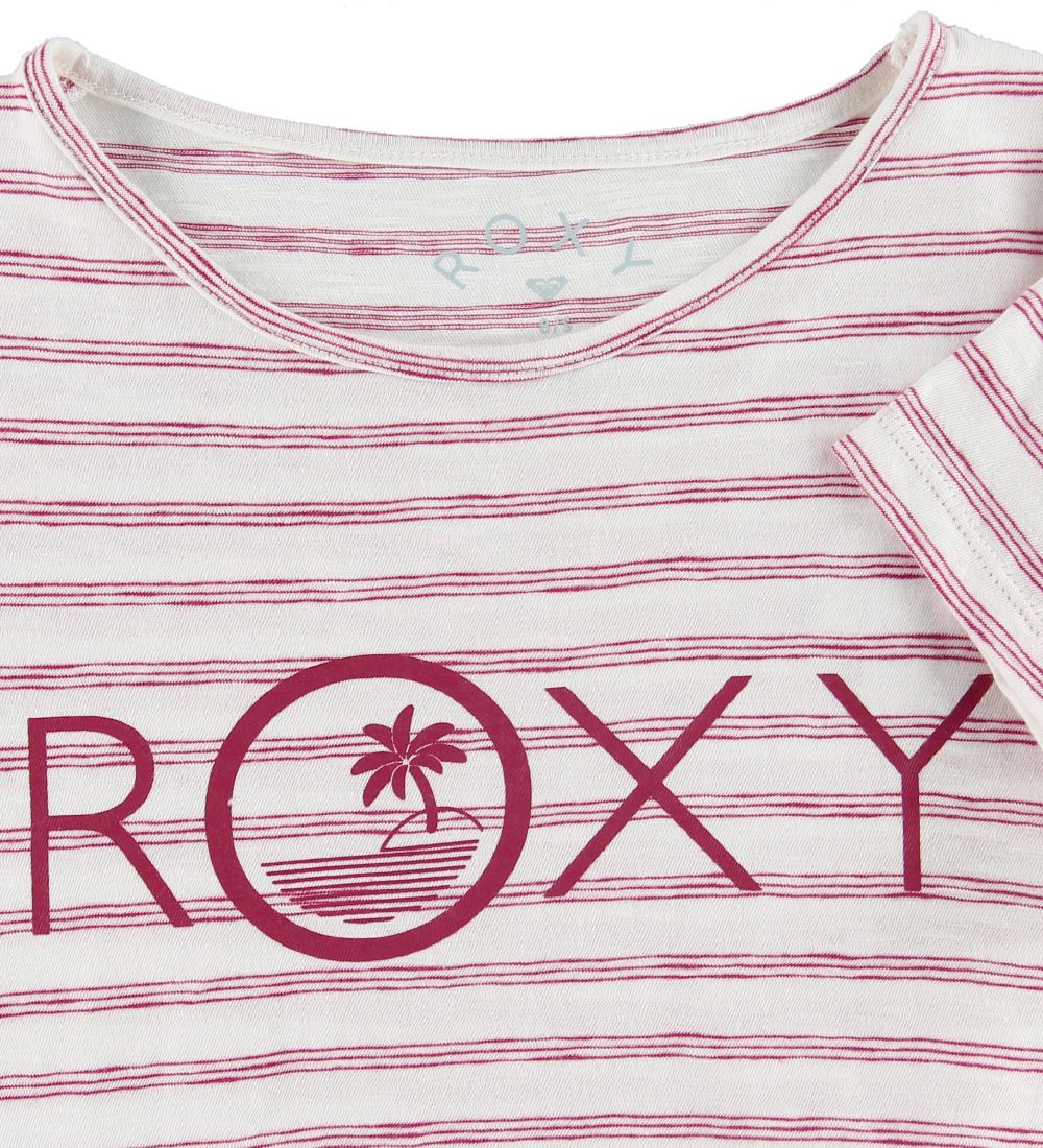 Roxy T-shirt - Some Love - Hvid/Rdstribet