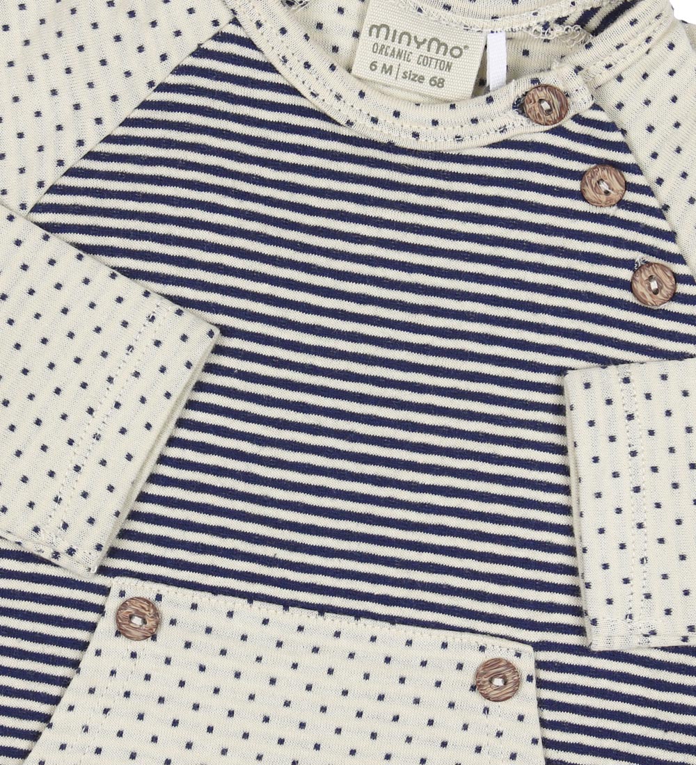 Minymo Bluse - Indigo Blue m. Striber/Prikker