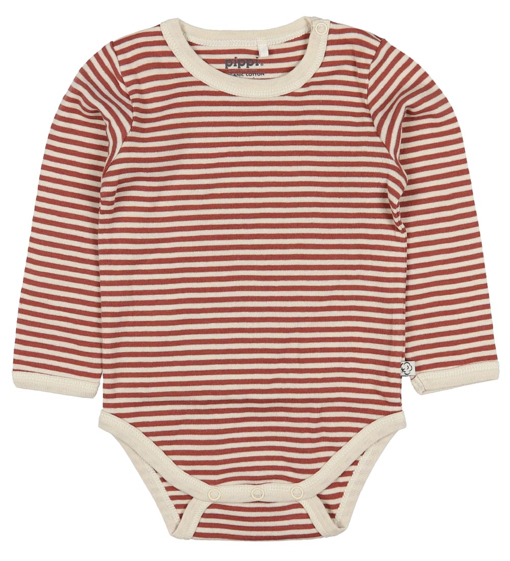 Pippi Body l/æ - Marsala/Hvidstribet