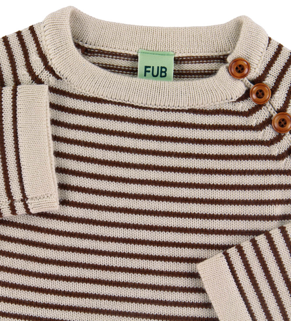 FUB Sweater - Uld - Ecru/Umber m. Striber